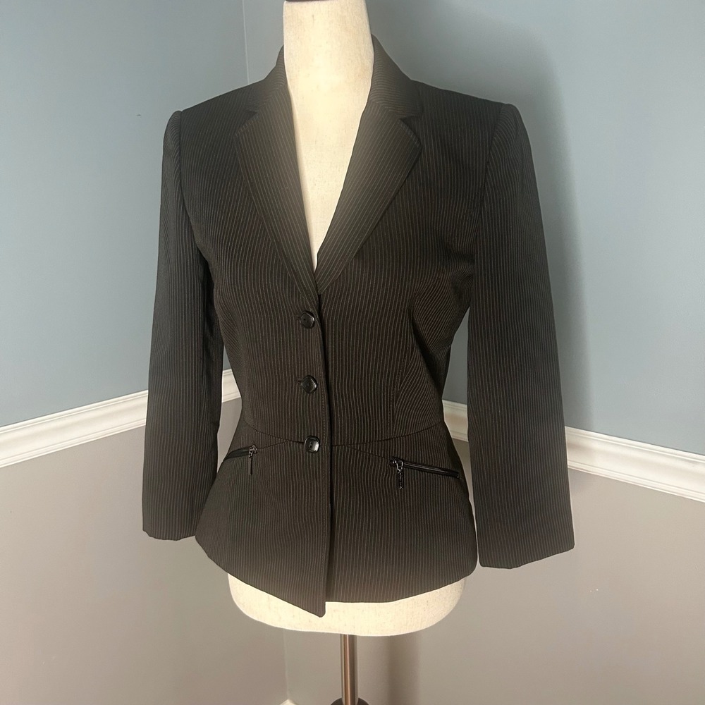 Tahari Arthur S.‎ Levine Pinstripe Blazer Jacket Fitted Career Size 2